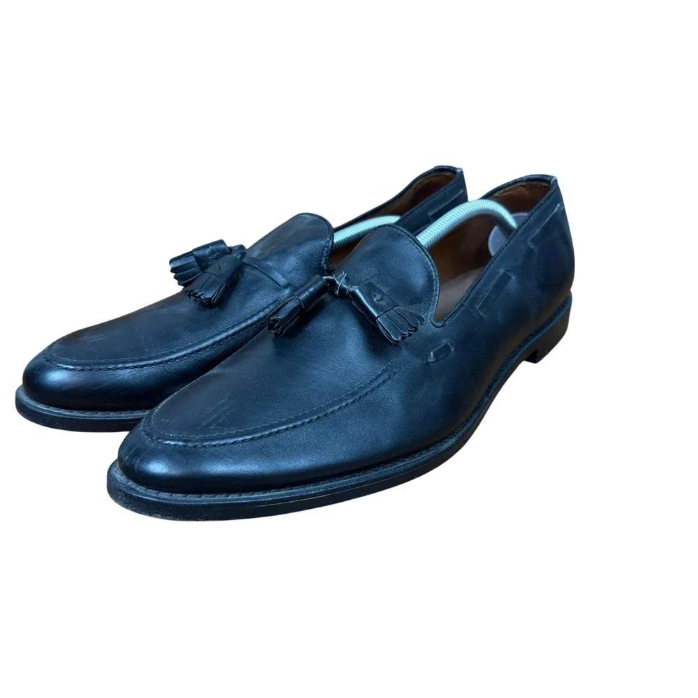 Allen Edmonds Tassel Loafers Mens 10 Black Leather Slip On Dress Shoes Classic